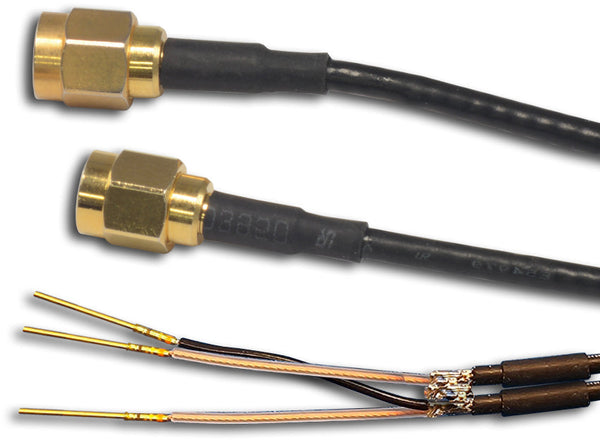 Dual Cable Assembly, 2 x RG-174 50Ω Coax with SMA plugs and M39029/58-360 Pins, Length in ft.