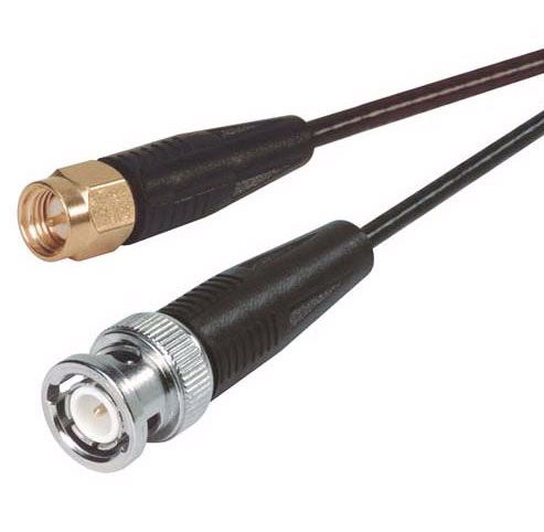 Cable, RG-174 50 Ohm coaxial with SMA and BNC plugs, Length in ft.