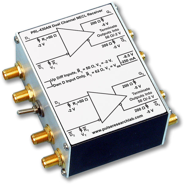 PRL-430AN-SMA-OEM, 2 Ch. Channel Differential NECL Receiver, SMA I/Os, No Power Supply