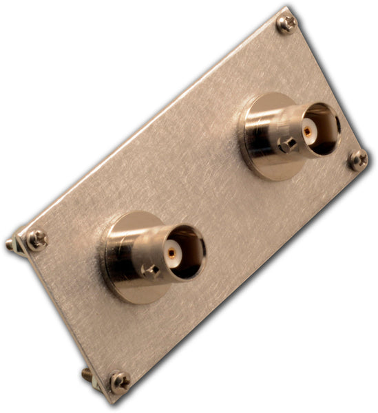 End plate, with 2 BNC bulkhead adapters and mounting hardware
