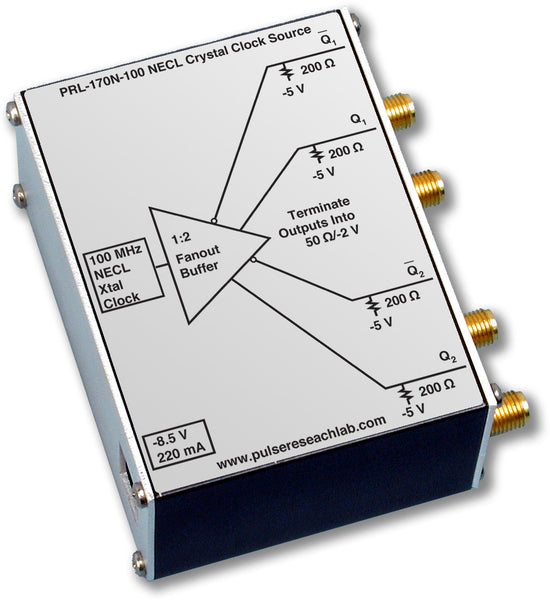 PRL-170N-622.08-OEM, NECL Crystal Clock Source, 2 Channels, SMA Outputs, 622.08 MHz Crystal, No Power Supply