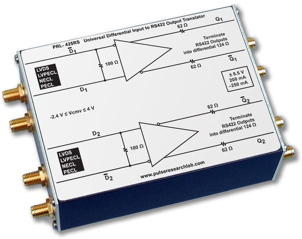 PRL-425RS-OEM, 2 Ch. Universal Differential Receiver, RS422 Outputs, SMA In/Out, No Power Supply