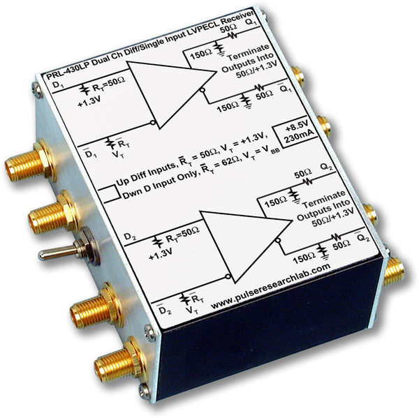 PRL-430LP-SMA-OEM, 2 Channel Differential LVPECL Receiver, SMA Output Connector, No Power Supply