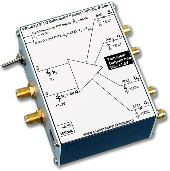 PRL-431LP-SMA-OEM, 1:2 Differential LVPECL Fanout Buffer, SMA I/Os, No Power Supply