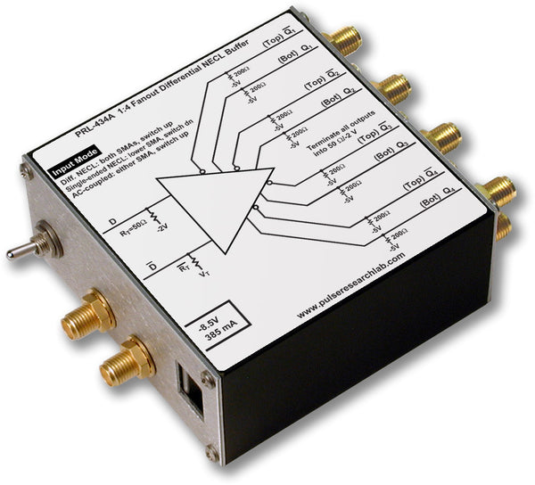 PRL-434A-OEM, 1:4 Differential NECL Fanout Buffer/Line Driver, 3.5 GHz, No Power Supply